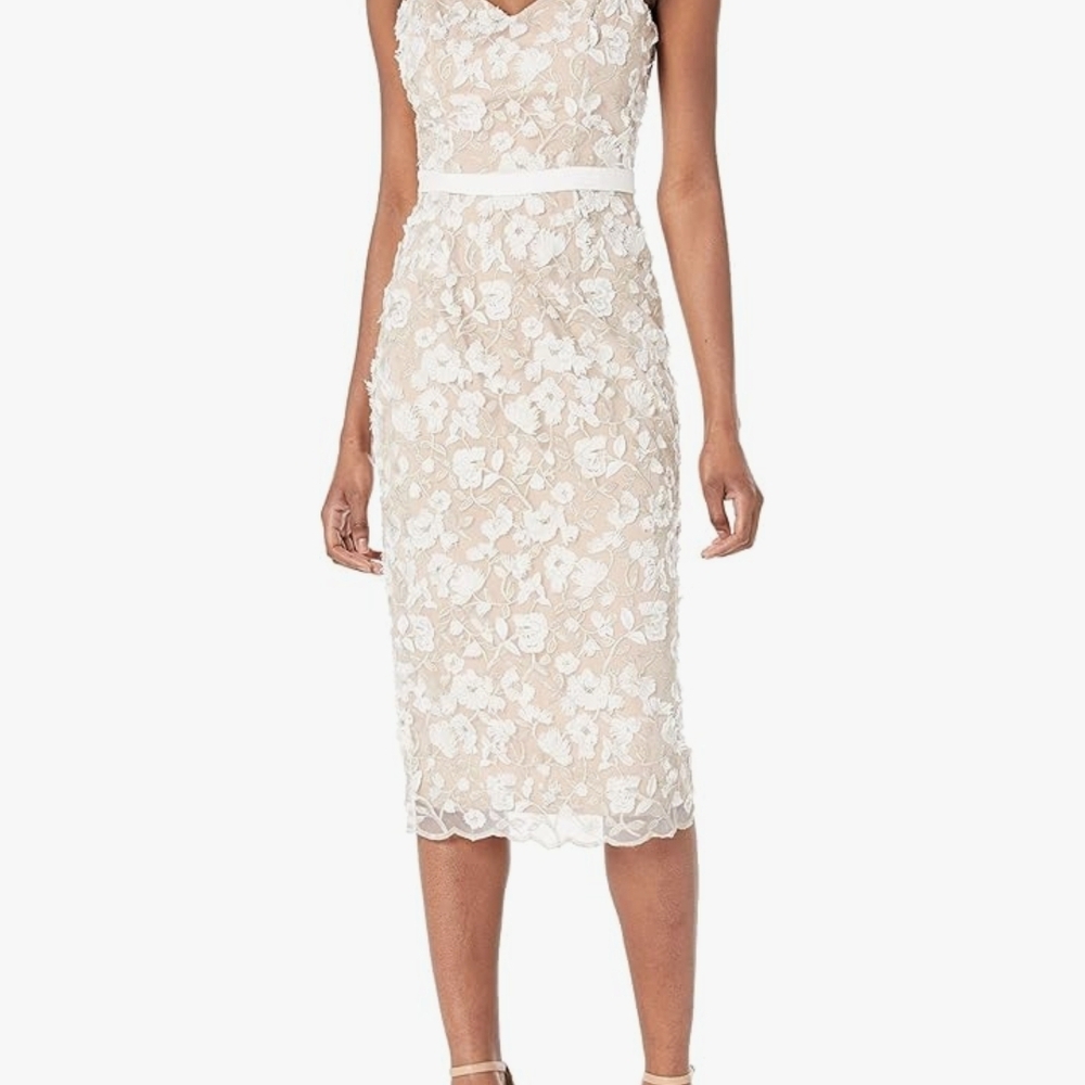 Dress The Population Elegant Cream Lace Midi Dress